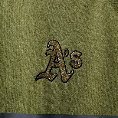 Men's Levelwear Olive Oakland Athletics Delta Sector Raglan Polo