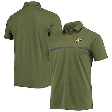 Men's Levelwear Olive Oakland Athletics Delta Sector Raglan Polo