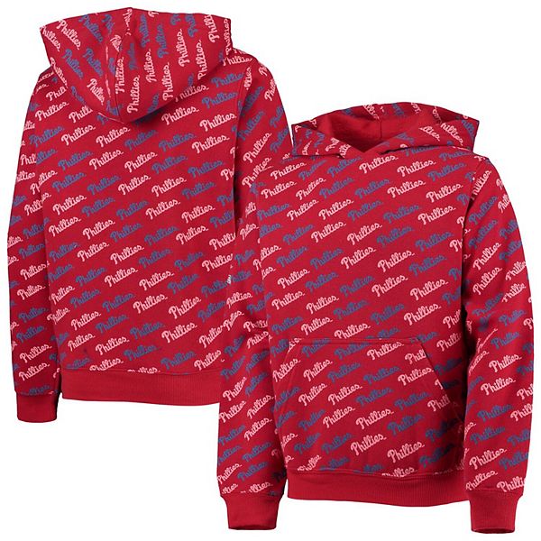 Youth Philadelphia Phillies Stitches Red Fleece Pullover Hoodie