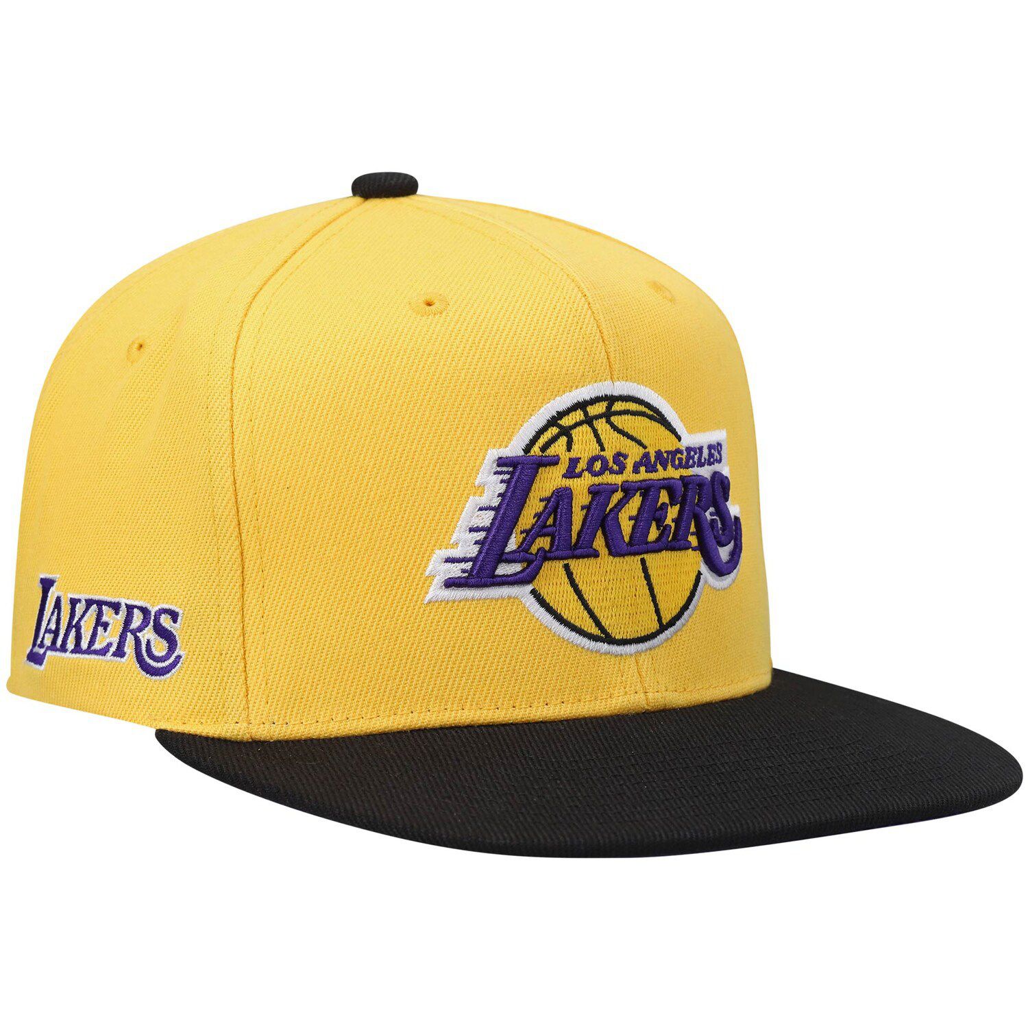 LOS ANGELES LAKERS STACKED LOGO WOOL SNAPBACK HAT (YELLOW)