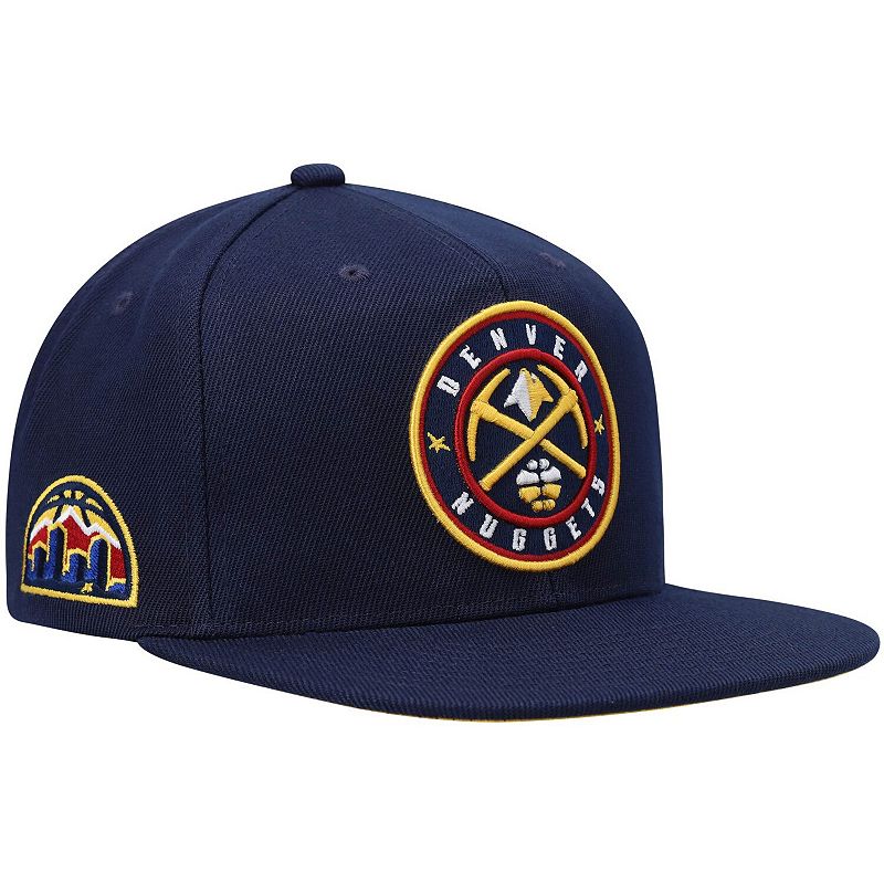 Mens Mitchell & Ness Navy Denver Nuggets Core Side Snapback Hat, Blue