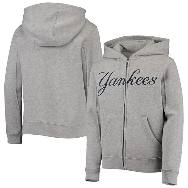 Youth Heathered Gray New York Yankees Wordmark Full-Zip Hoodie