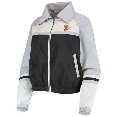 Women's The Wild Collective Black San Francisco Giants Colorblock Track Raglan Full-Zip Jacket