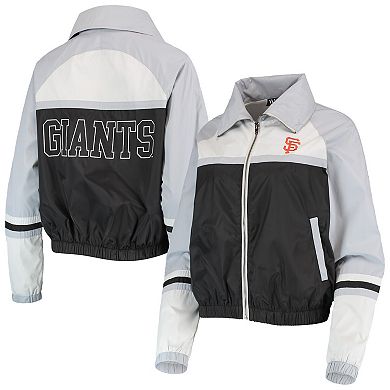 Women's The Wild Collective Black San Francisco Giants Colorblock Track Raglan Full-Zip Jacket