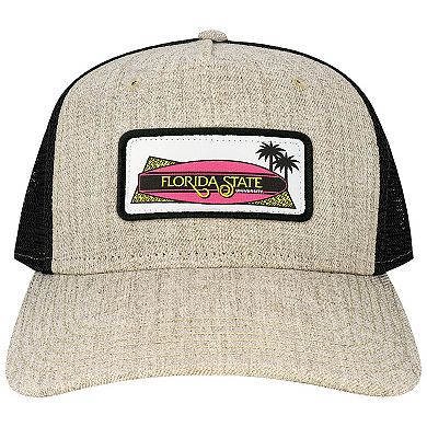 Men's League Collegiate Wear Tan Florida State Seminoles Beach Club Roadie Trucker Snapback Adjustable Hat