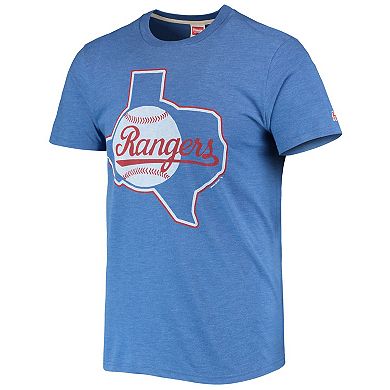 Men's Homage Royal Texas Rangers Hand-Drawn Logo Tri-Blend T-Shirt