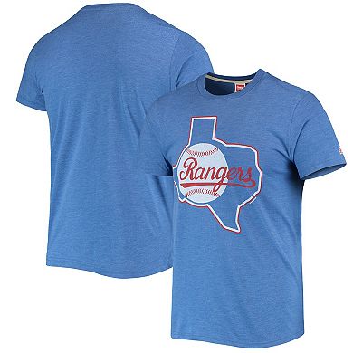 Men's Homage Royal Texas Rangers Hand-Drawn Logo Tri-Blend T-Shirt