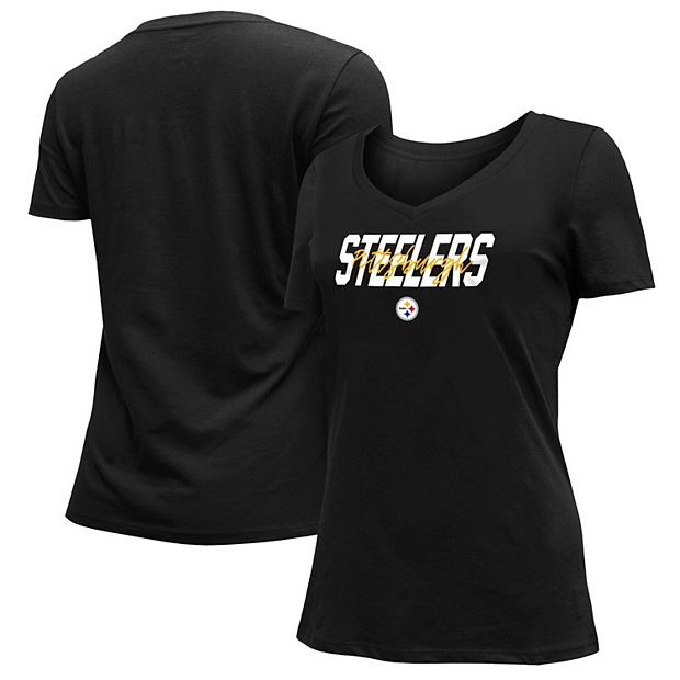 20826 Womens NFL Apparel PITTSBURGH STEELERS V-Neck Shirt New BLACK New