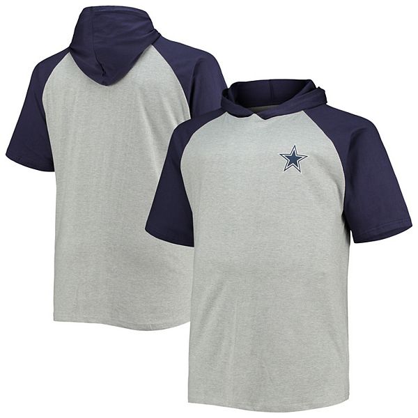 Profile Heathered Gray/navy Dallas Cowboys Big & Tall Raglan Short Sleeve  Pullover Hoodie in Blue for Men