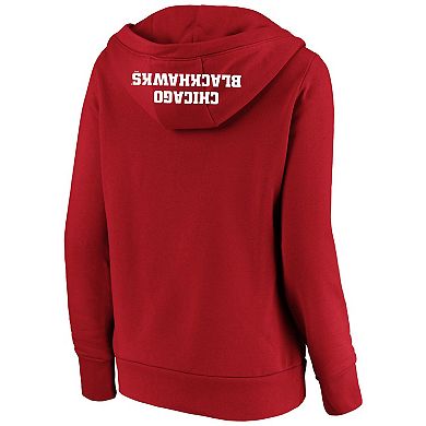 Women's Red Chicago Blackhawks Plus Size Lace-Up Pullover Hoodie