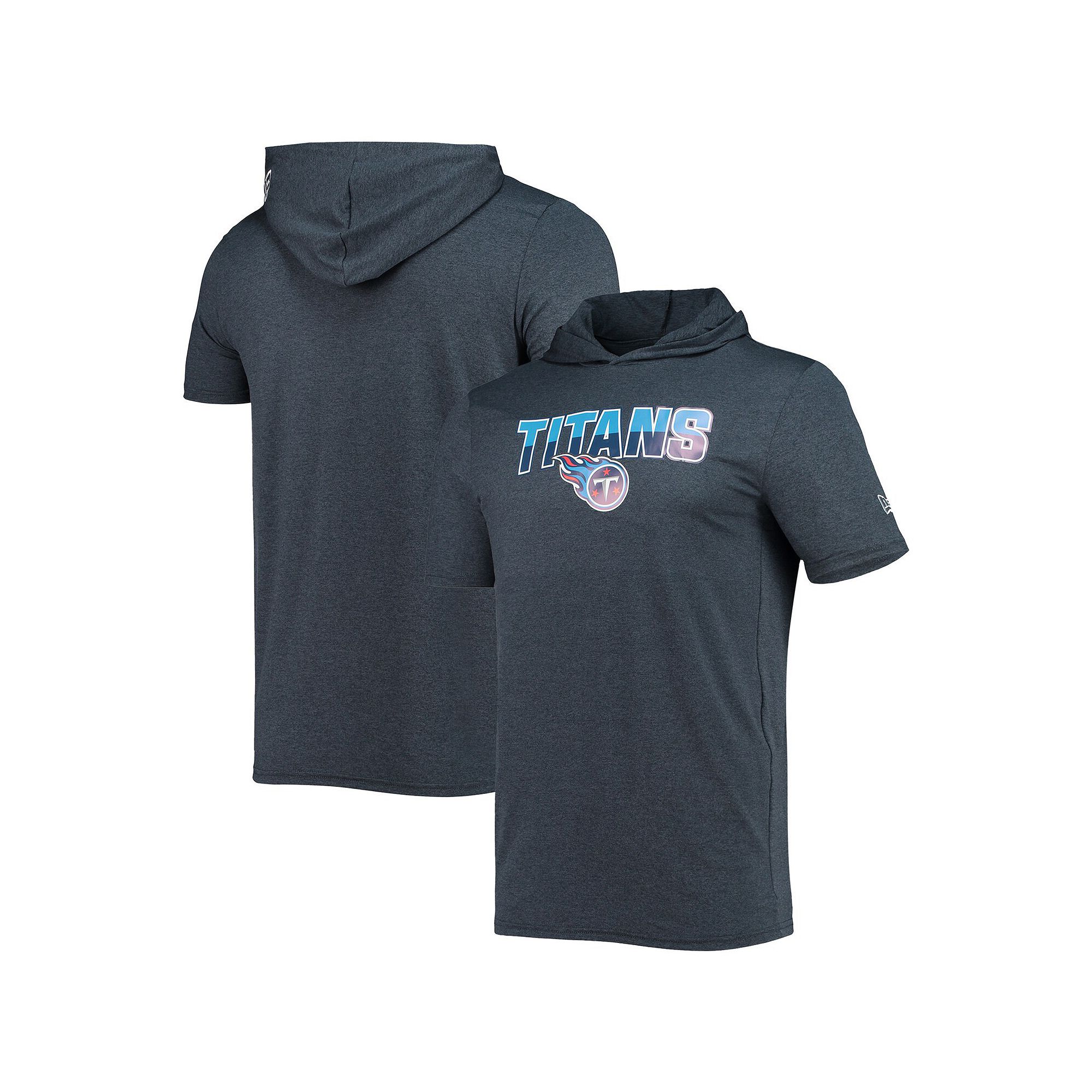 Mens New Era Heathered Navy Tennessee Titans Team Brushed Hoodie T-Shirt, 