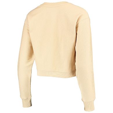 Women's League Collegiate Wear Cream Oregon Ducks Corded Timber Cropped Pullover Sweatshirt