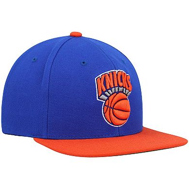 Men's Mitchell & Ness Blue/Orange New York Knicks Hardwood Classics Team Two-Tone 2.0 Snapback Hat