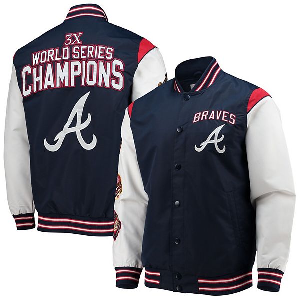 Mens G Iii Sports By Carl Banks Navyred Atlanta Braves Complete Game Commemorative Full Snap 