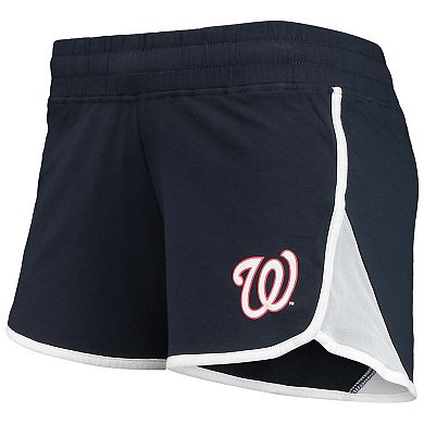 Women's New Era Navy Washington Nationals Stretch French Terry Shorts