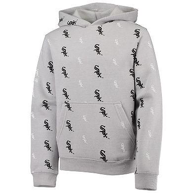 Youth Stitches Heathered Gray Chicago White Sox Allover Print Pullover Hoodie