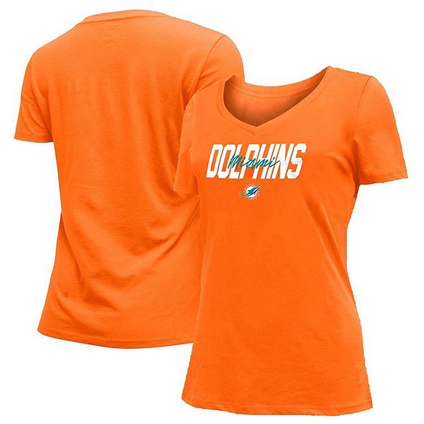 Women's New Era Orange Miami Dolphins 2022 NFL Draft V-Neck T-Shirt