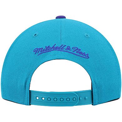 Men's Mitchell & Ness Teal/Purple Charlotte Hornets Hardwood Classics Team Two-Tone 2.0 Snapback Hat