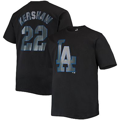 Men's Fanatics Branded Clayton Kershaw Black Los Angeles Dodgers Big & Tall Logo T-Shirt