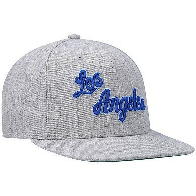 Men's Mitchell & Ness Heathered Gray Los Angeles Lakers Hardwood Classics Team 2.0 Snapback Hat