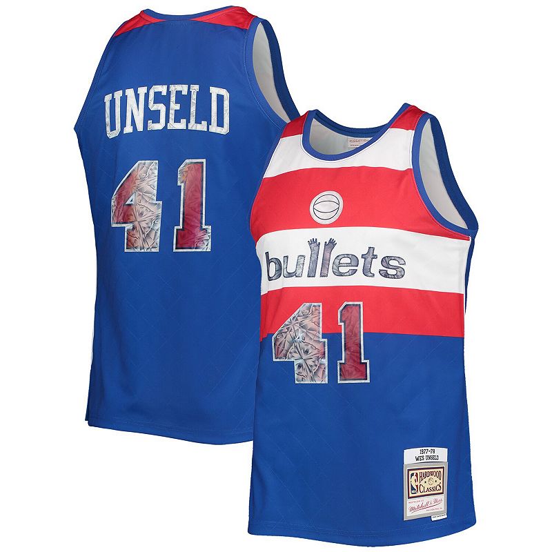 Mens Mitchell & Ness Wes Unseld Blue Washington Bullets 1977-78 Hardwood C