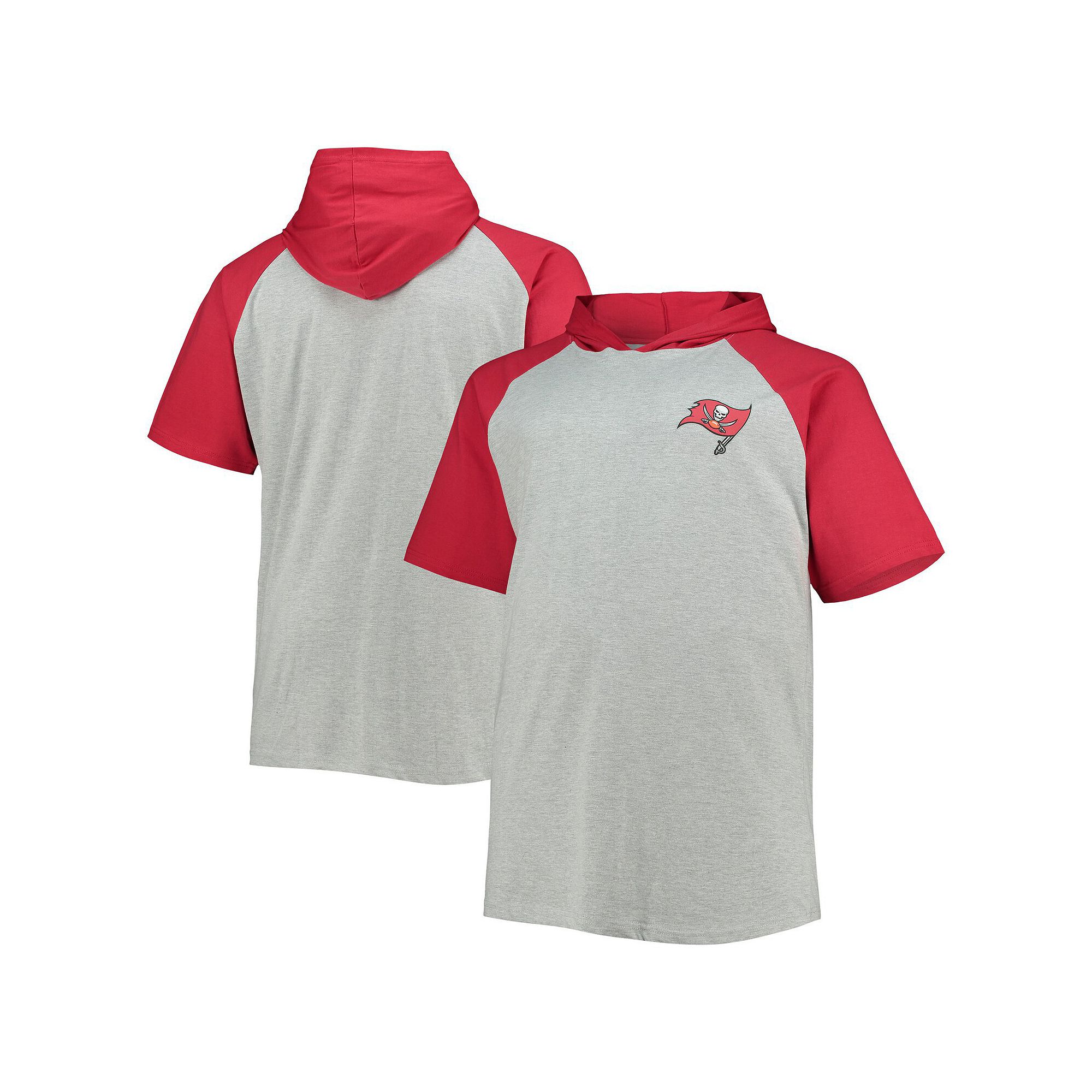 Mens Heathered Gray/Red Tampa Bay Buccaneers Big & Tall Raglan Short Sleev