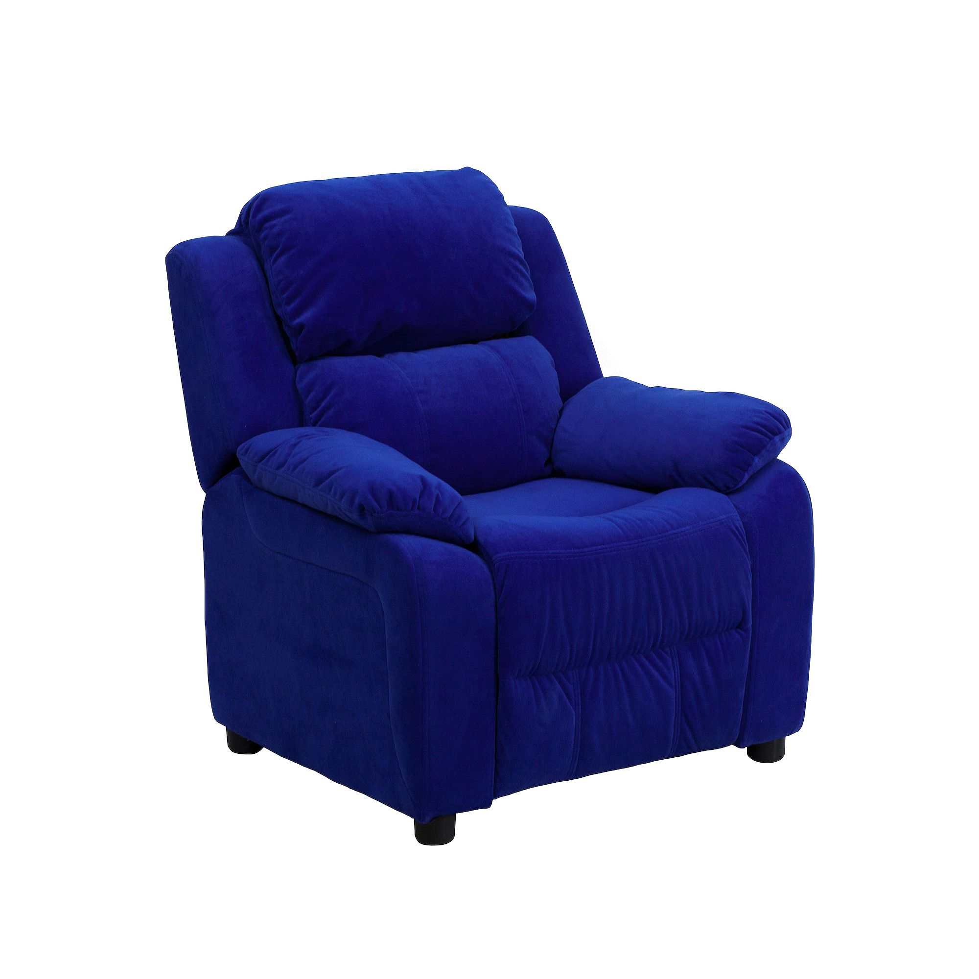 Kids Flash Furniture Deluxe Storage Arms Padded Recliner Chair, Blue Microf