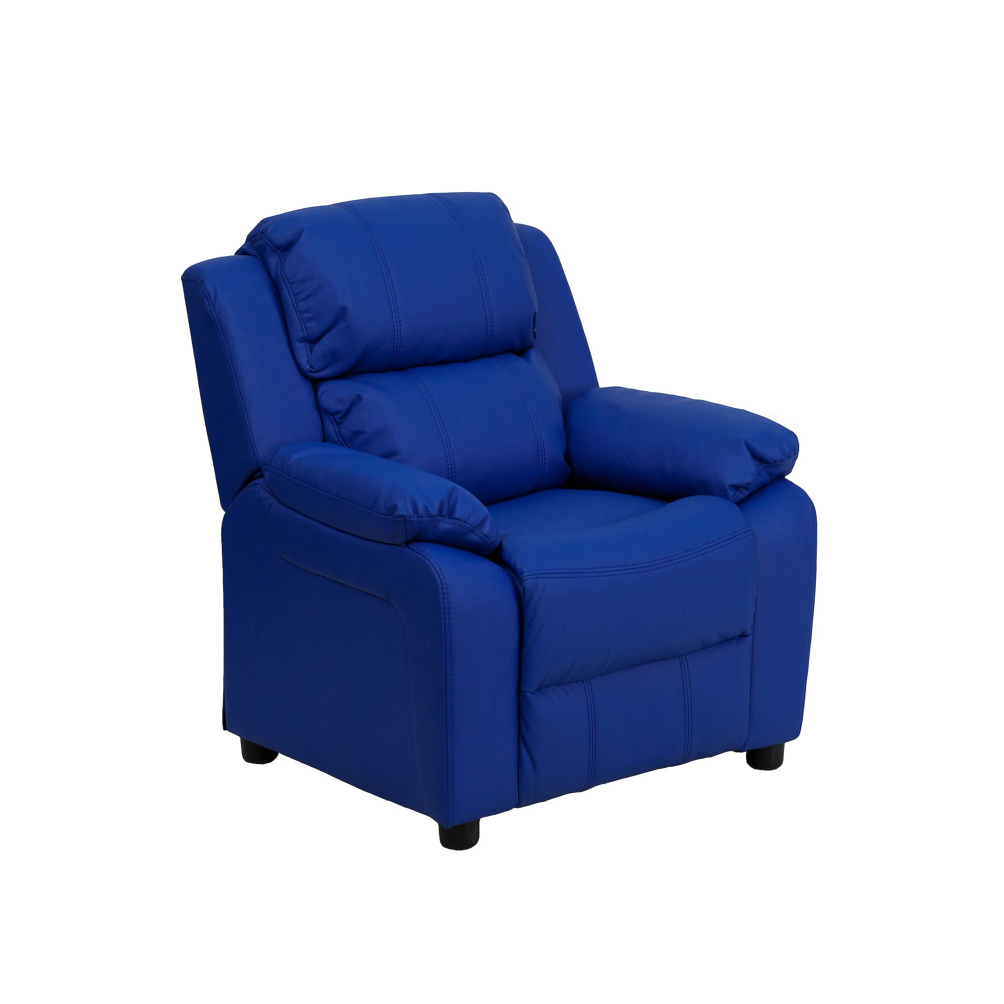 Kids Flash Furniture Deluxe Storage Arms Padded Recliner Chair, Blue Vinyl