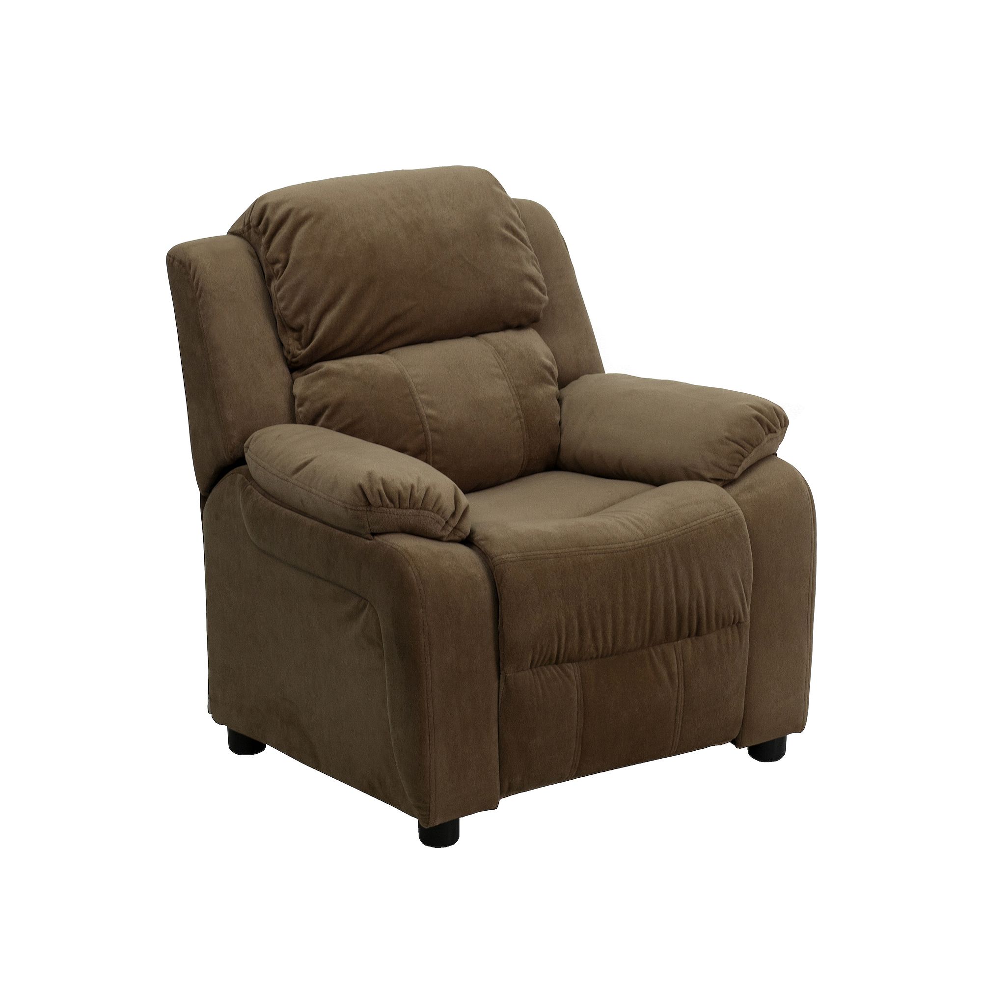 Kids Flash Furniture Deluxe Storage Arms Padded Recliner Chair, Brown Micro
