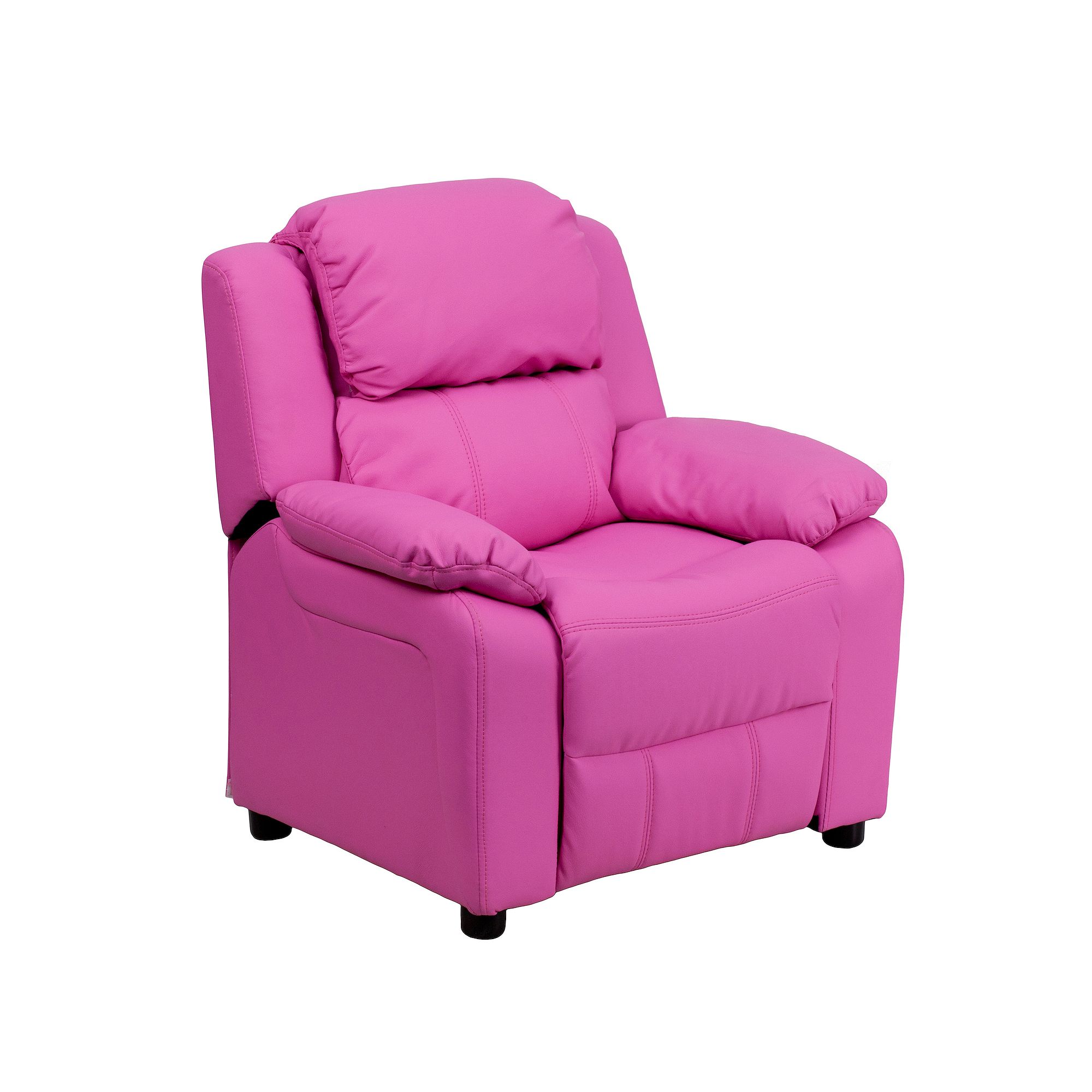 Kids Flash Furniture Deluxe Storage Arms Padded Recliner Chair, Pink Vinyl