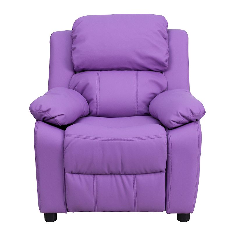 Kids Flash Furniture Deluxe Storage Arms Padded Recliner Chair, Purple