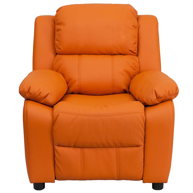 Kids Flash Furniture Deluxe Storage Arms Padded Recliner Chair, Orange