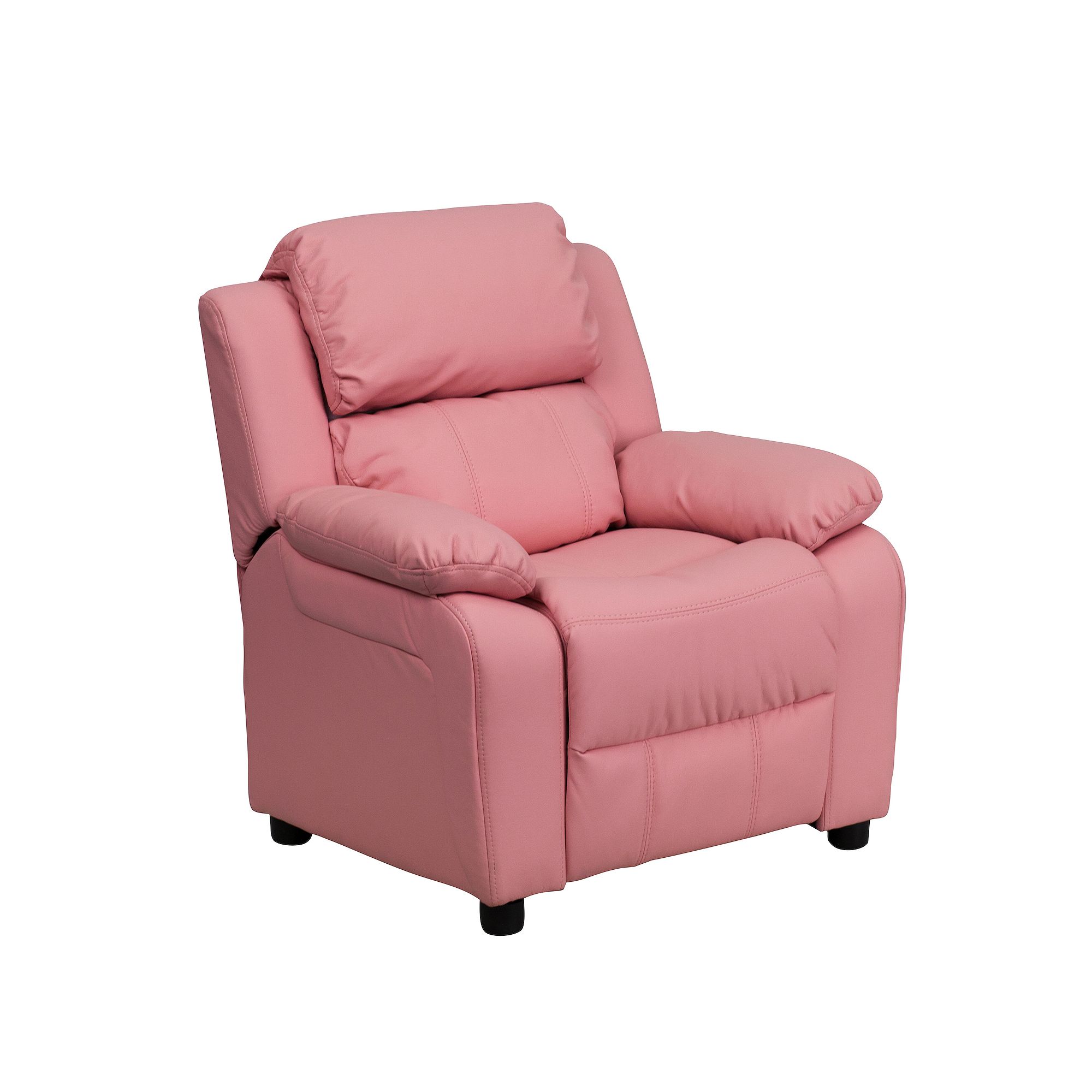 Kids Flash Furniture Deluxe Storage Arms Padded Recliner Chair, Pink Vinyl