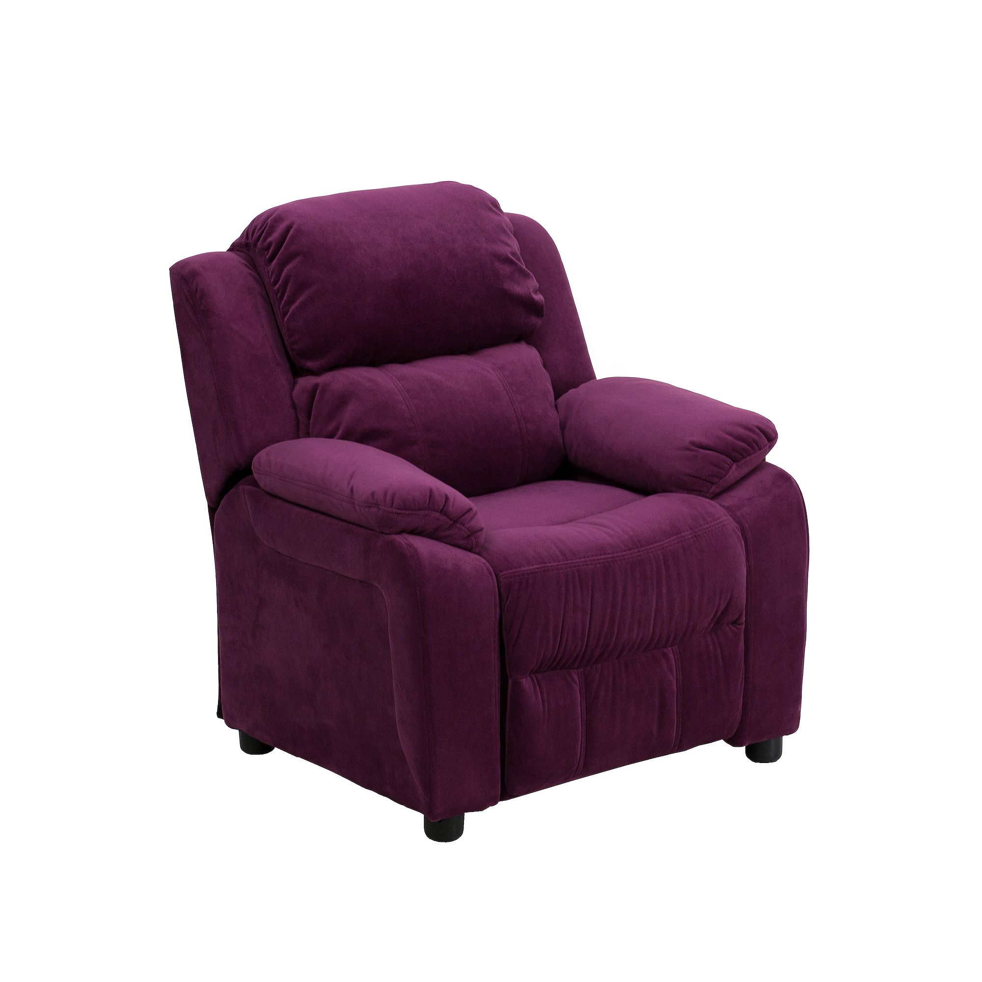 Kids Flash Furniture Deluxe Storage Arms Padded Recliner Chair, Purple Micr
