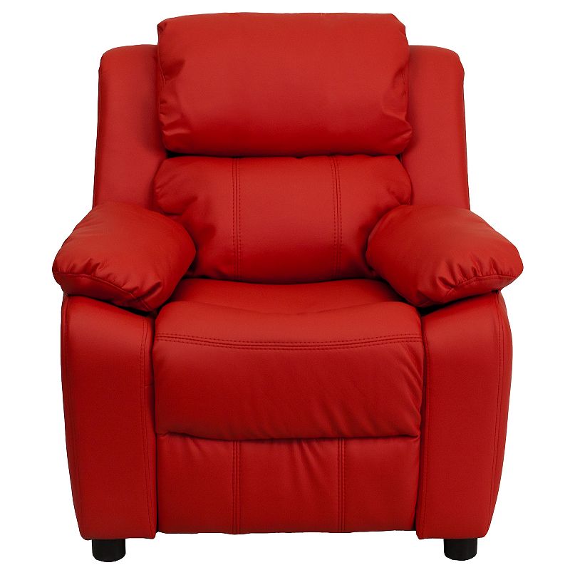 Kids Flash Furniture Deluxe Storage Arms Padded Recliner Chair, Red
