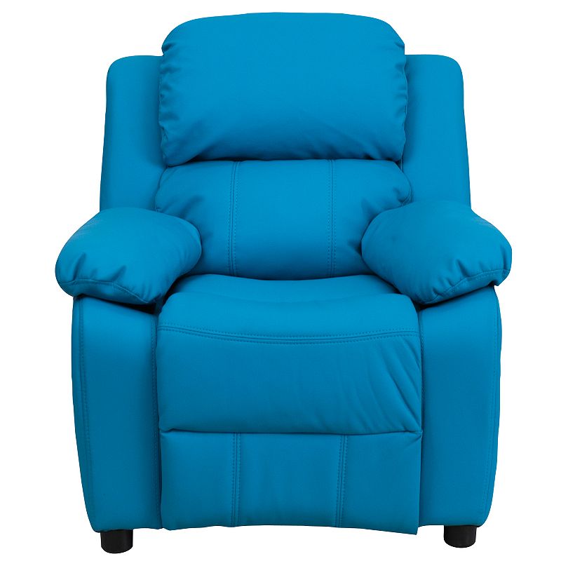 Kids Flash Furniture Deluxe Storage Arms Padded Recliner Chair, Blue