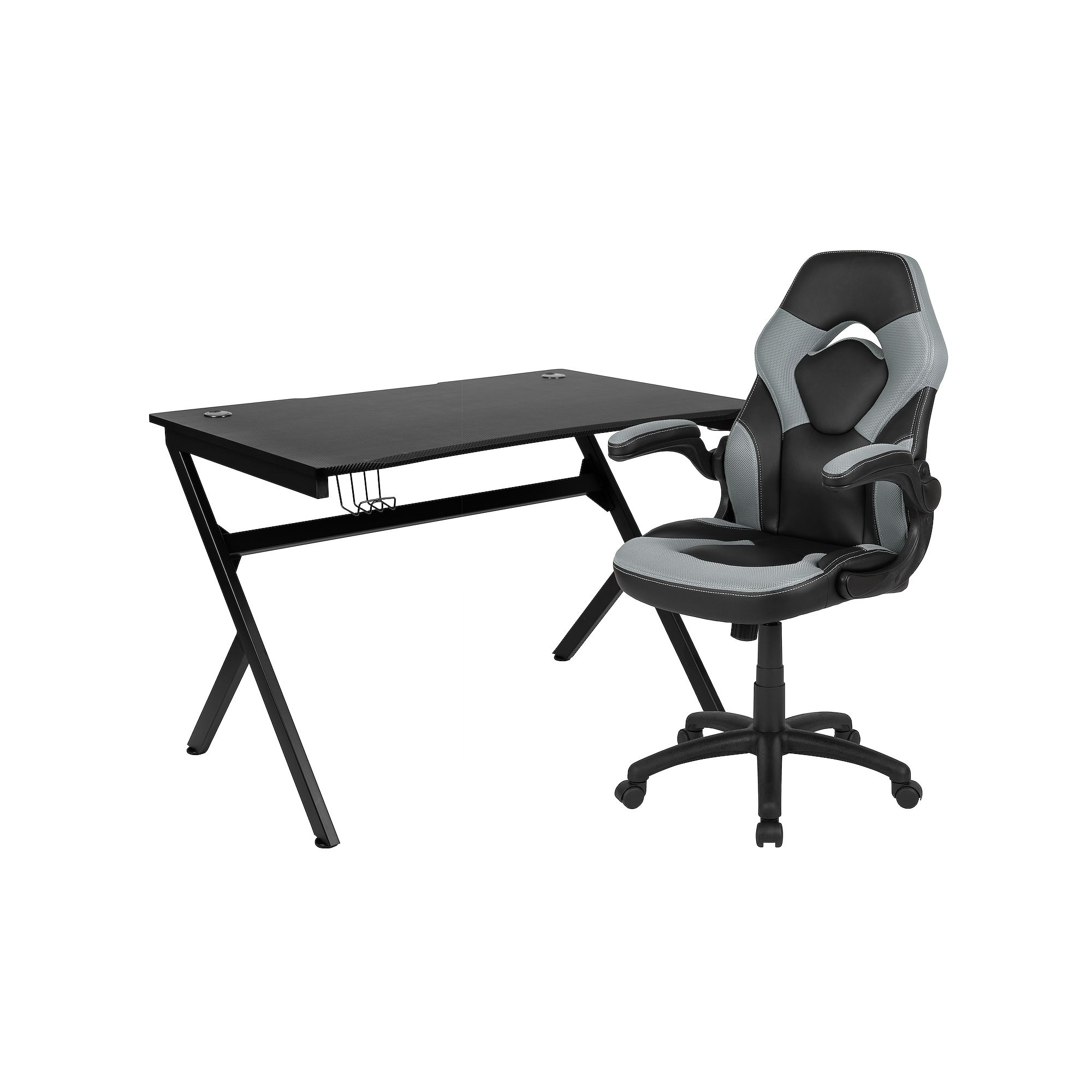 Flash Furniture Cup Holder Gaming Desk & Racing Desk Chair 2-piece Set, Gra