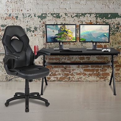 Flash Furniture Headphone Hook Gaming Desk & Racing Office Chair 2-piece Set