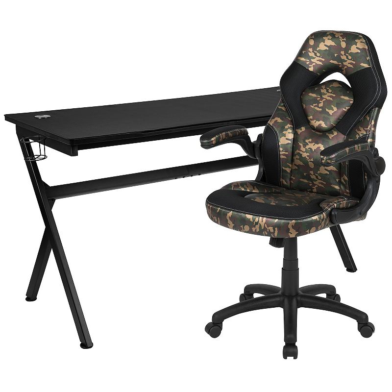 Flash Furniture Headphone Hook Gaming Desk & Racing Office Chair 2-piece Se
