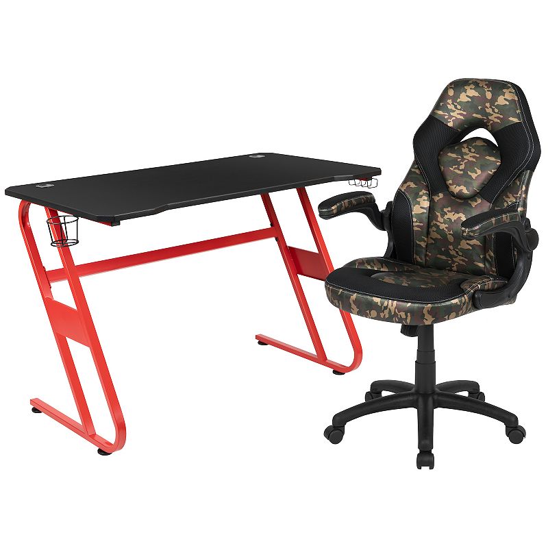 60161389 Flash Furniture Red Gaming Desk & Racing Desk Chai sku 60161389
