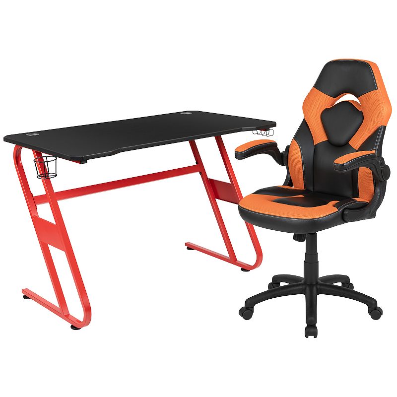 Flash Furniture Red Gaming Desk & Racing Desk Chair 2-piece Set, Orange