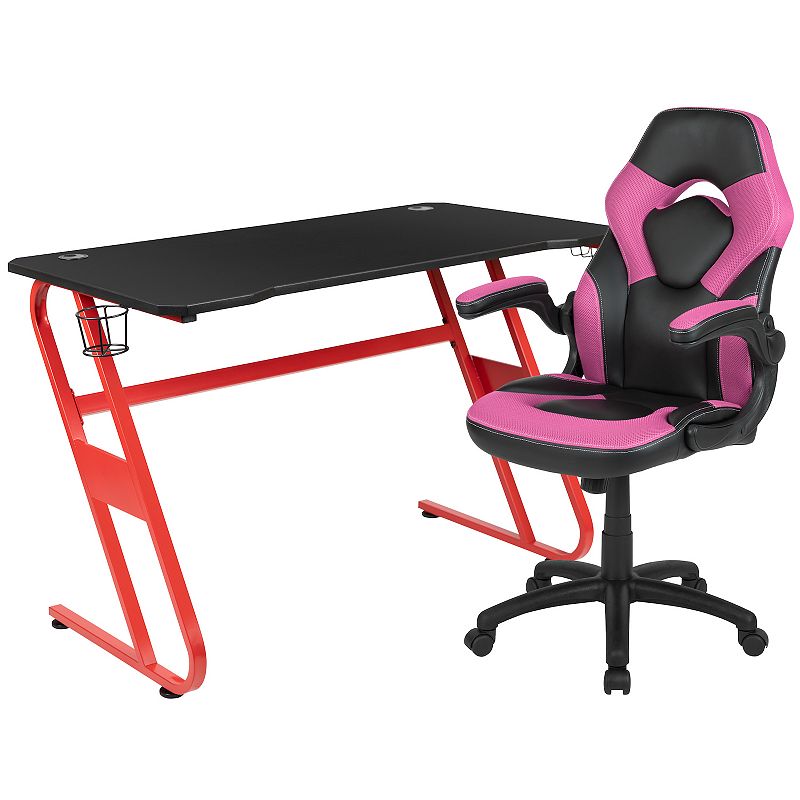 80703724 Flash Furniture Red Gaming Desk & Racing Desk Chai sku 80703724