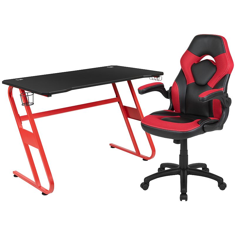 47488712 Flash Furniture Red Gaming Desk & Racing Desk Chai sku 47488712
