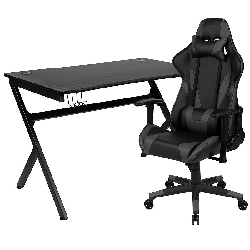 Flash Furniture Gaming Desk & Reclining Gaming Chair 2-piece Set, Grey