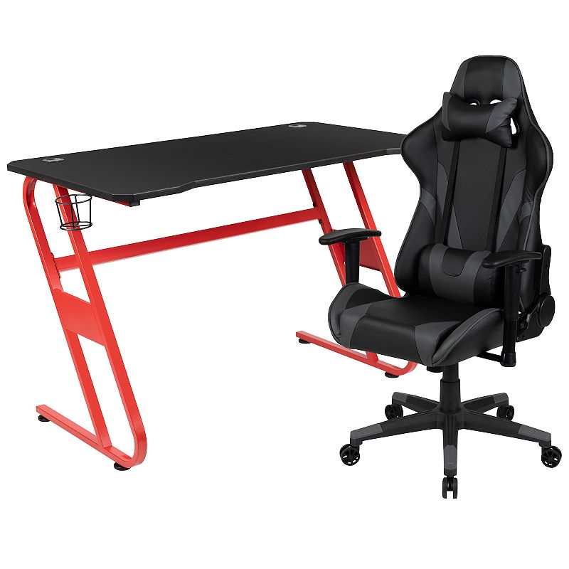 Flash Furniture Red Base Gaming Desk & Reclining Gaming Desk Chair 2-piece 