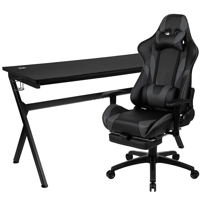 Flash Furniture Gaming Desk & Footrest Reclining Gaming Chair 2-piece Set, 