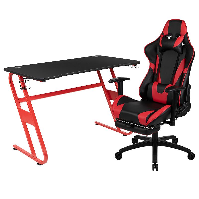 Flash Furniture Gaming Desk & Reclining Footrest Gaming Desk Chair 2-piece 