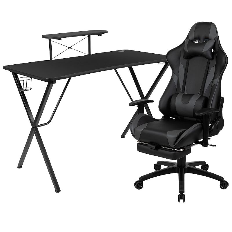 79232427 Flash Furniture Black Gaming Desk & Footrest Recli sku 79232427