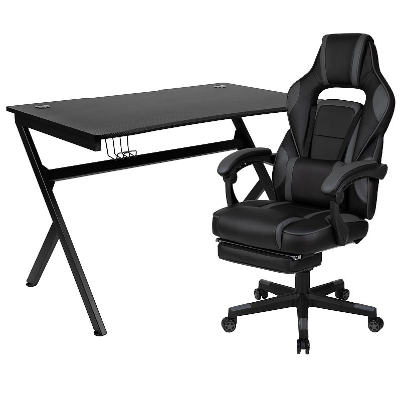 Flash Furniture Gaming Desk & Reclining Footrest Gaming Chair 2-piece Set, 