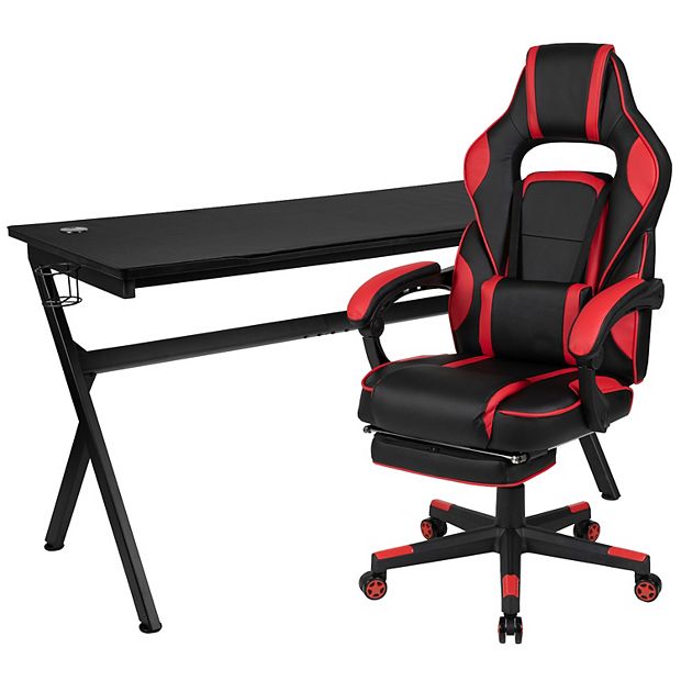 Flash Furniture Gaming Desk & Footrest Gaming Chair 2-piece Set